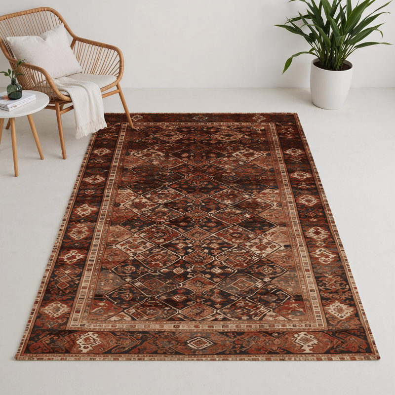 Tapis d'intérieur et d'extérieur noir Persian, Rectangle 9 pi x 12 pi