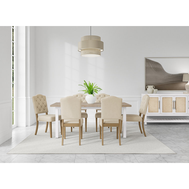 Maya Rectangular Table And Cream Side Chairs Dining Set
