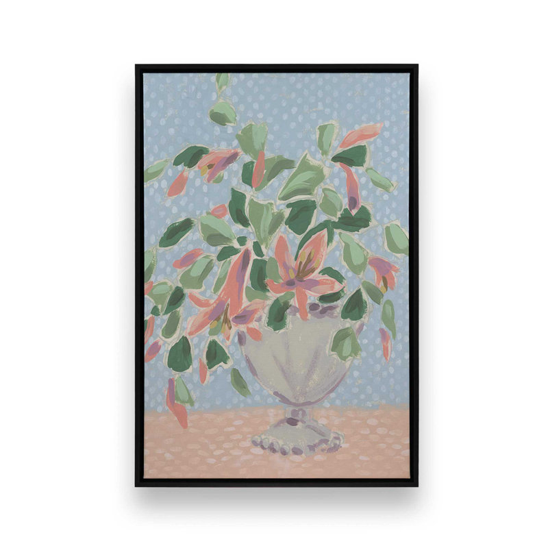 Impression sur toile, "Quirky Christmas Cactus II" par June Erica Vess, 12" H x 18" W, Noir
