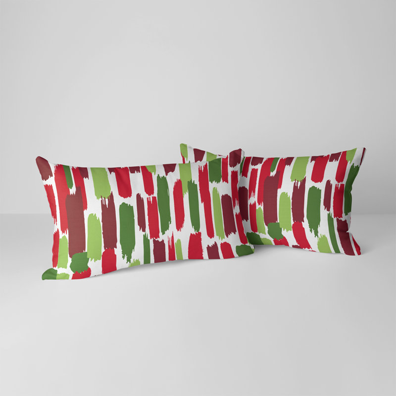 Housse de coussin rectangulaire Festive Paint, Rouge