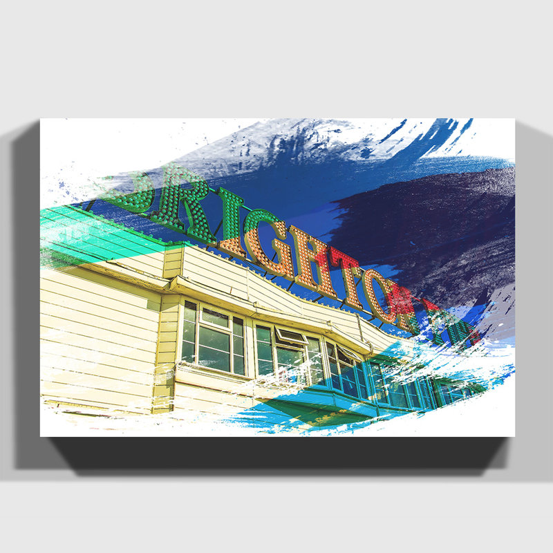 Brighton Pier Sign - Wrapped Canvas, 35cm H x 50cm W