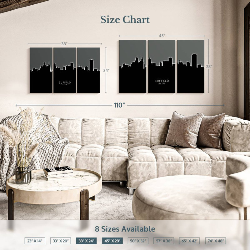 Buffalo New York Skyline VI, H 28 po x l 45 po