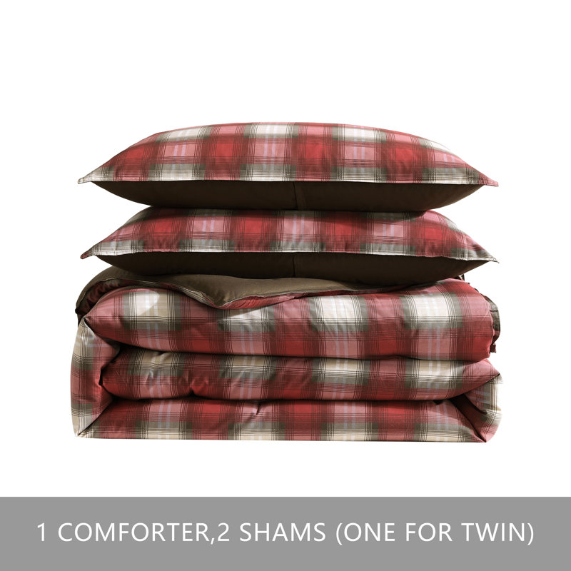 Eddie Bauer Navigation Plaid Cotton Reversible Comforter Set, Twin Comforter + 1 Standard Sham