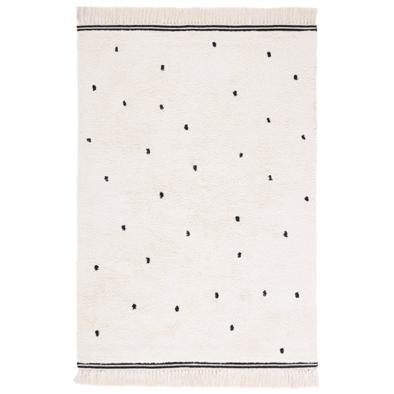 Tapis ivoire / noir tissé à la main Huler, Rectangulaire 3 pi x 5 pi