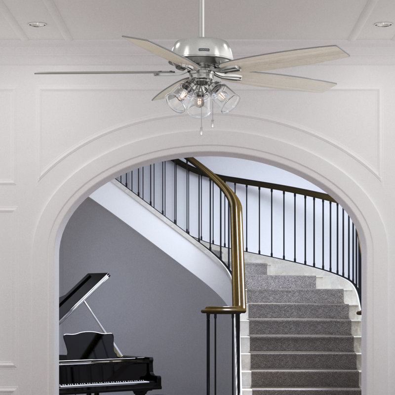 60" Dondra 5 - Blade Fan With Lights and Pull Chains, Brushed Nickel