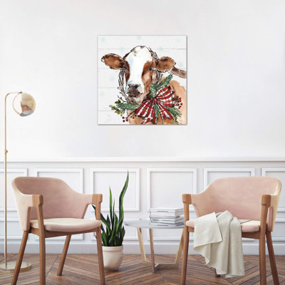 Christmas Cow 1 Piece Painting on Canvas