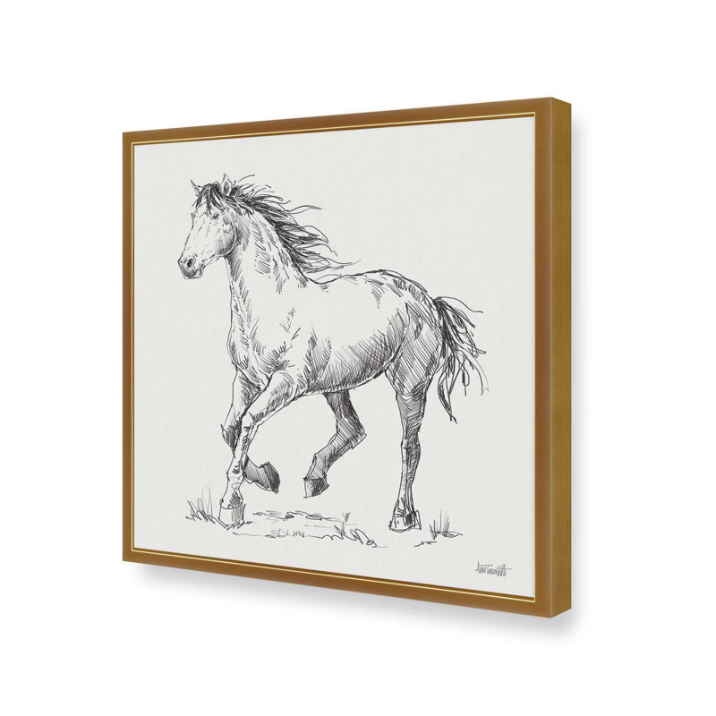 «Trot S croquis» par Anne Tavoletti, reproduction d'art, H 20 po x l 20 po, Doré