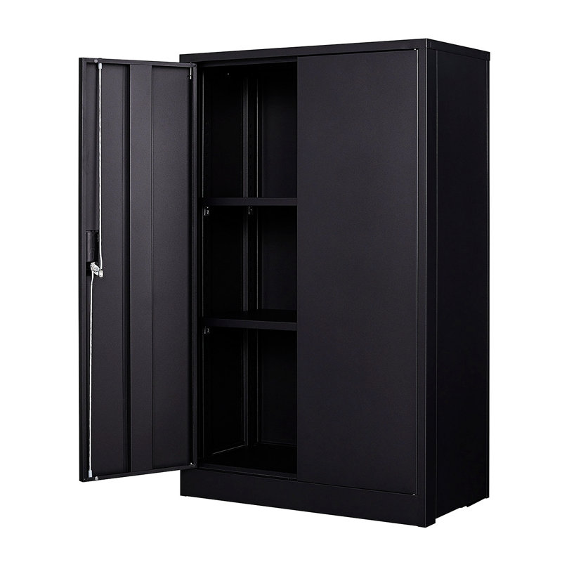 25.63'' Wide 2 - Shelf Storage Cabinet, Black