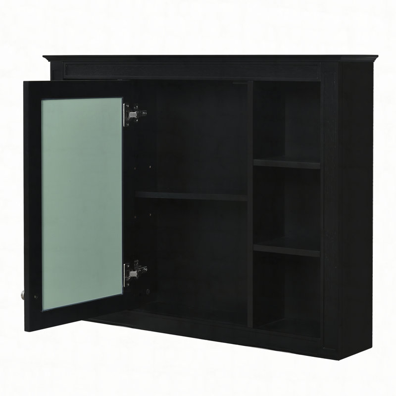 Armoire à pharmacie de 35 po x 27,5 po, armoire de rangement murale pour salle de bain, armoire murale moderne avec miroir, armoire à miroir avec 6 tablettes ouvertes (meuble-lavabo non inclus)