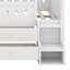 Structure de lit double en bois avec tête de lit à DEL, 4 tiroirs de rangement et échelle, conception peu encombrante pour la chambre à coucher-1372372897