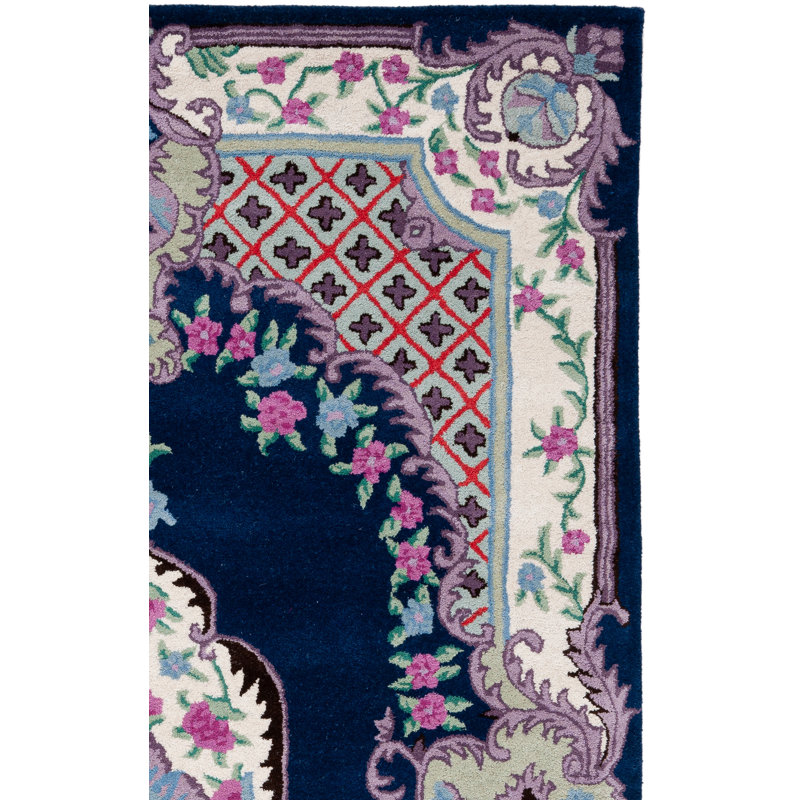 Couran Hand Tufted Wool Floral Rug, Square 5'