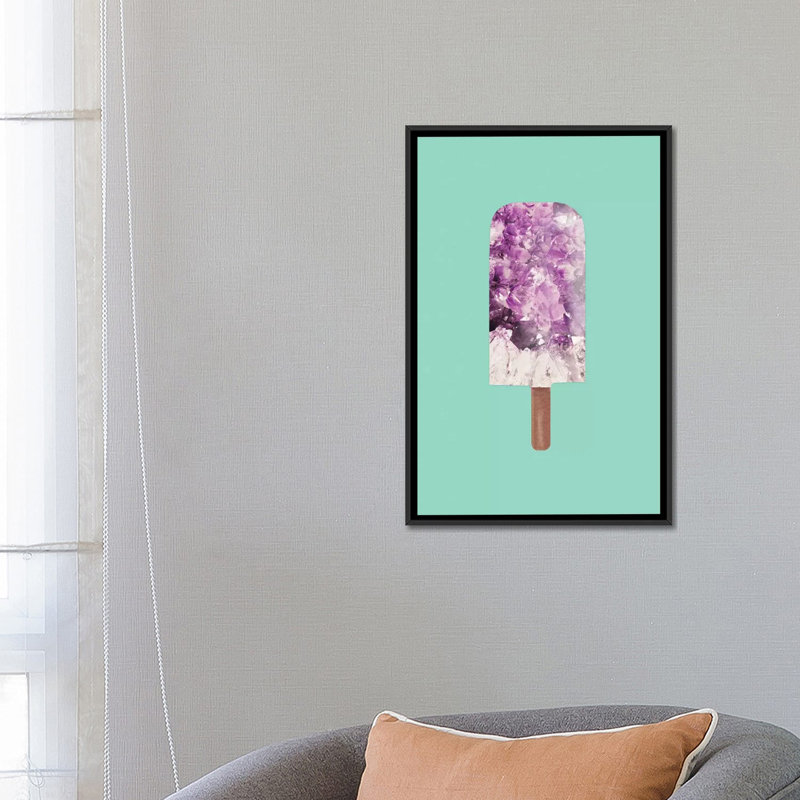 « améthyste popsicle », impression sur toile tendue, H 26 po x l 18 po x P 1,5 po, Toile encadrée noire, Pas de tapis