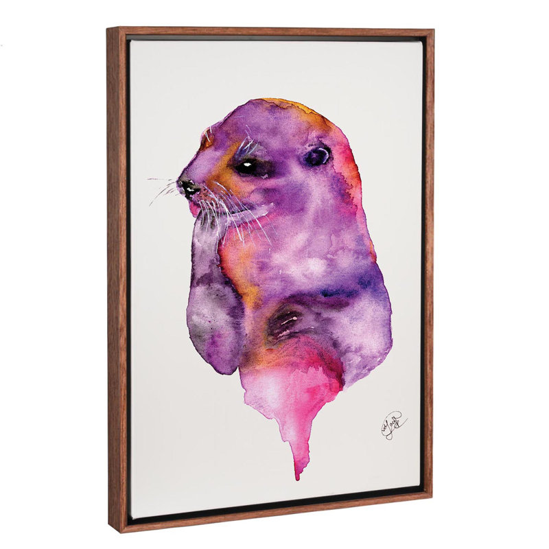 Loutre, art sur toile, H 26 po x l 18 po x P 1,5 po, Toile avec cadre en bois brun