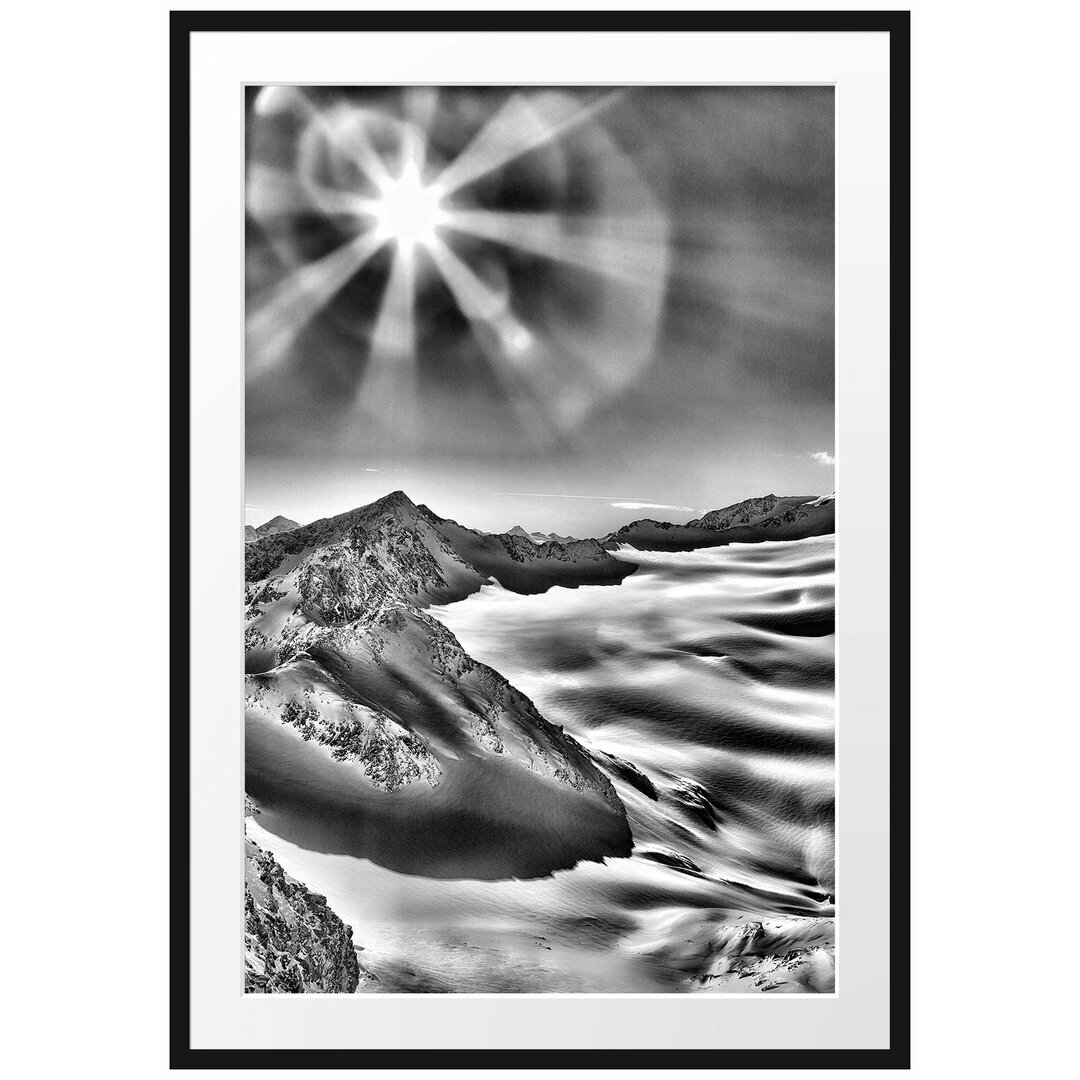 Gerahmtes Poster Winterlandschaft Schnee Sonne Wald