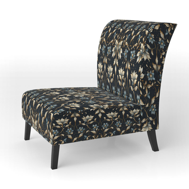 Fauteuil de chambre rembourré moderne bleu et doré
