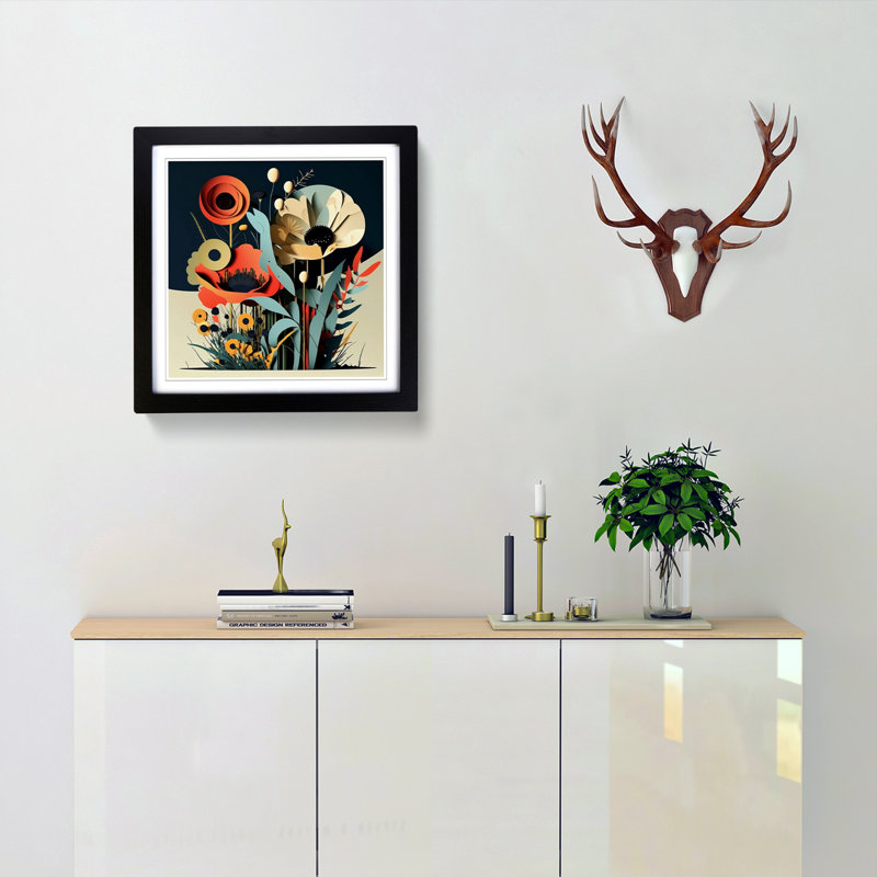 Wildflowers Constructivism - Framed Print, Black