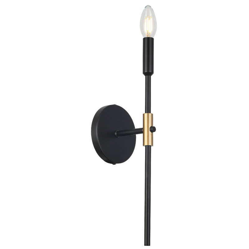 Stelly 1 Light Wall Sconce, Matte Black/Aged Brass