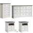 Ensemble de chambre à coucher, ensemble de mobilier de chambre à coucher 4 pièces, commode à tiroirs et table de chevet, blanc