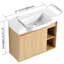 Meuble-lavabo de 28 po avec lavabo en céramique blanche, fonction de fermeture en douceur, couleur chêne, conception moderne pour les espaces, armoire à une porte, deux espaces de rangement ouverts, en chêne, charnières, salle de bain, rangement, grattoir et