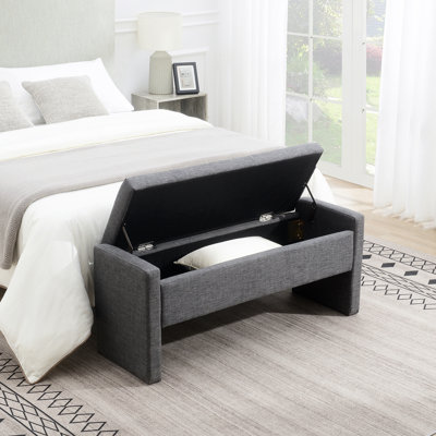 Banc de bout moderne avec rangement, grand tabouret de repose-pieds rembourré, banc de meuble-lavabo de fenêtre confortable pour le salon, la chambre à coucher