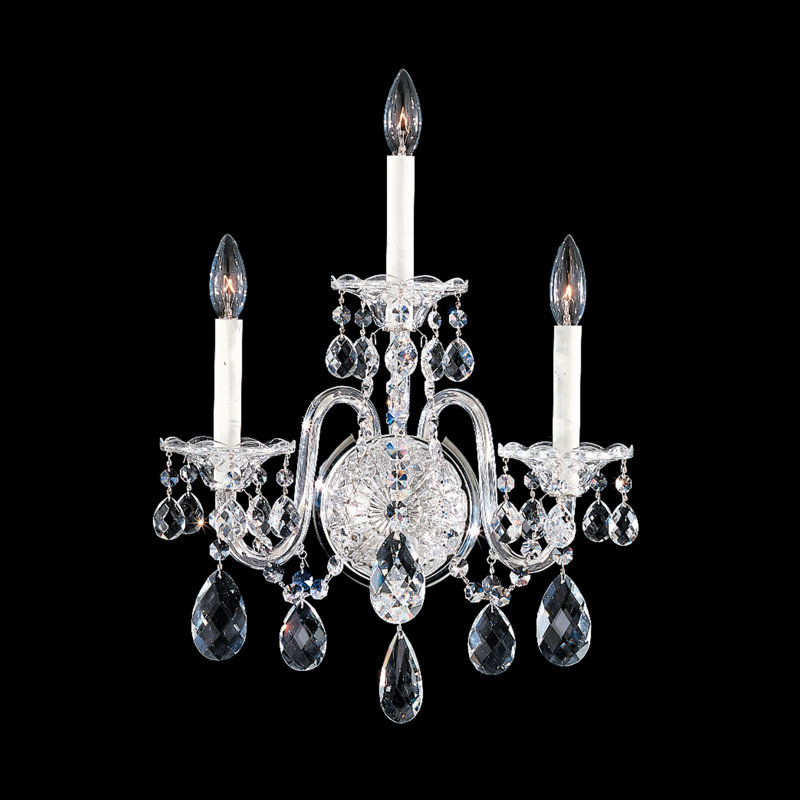 Sterling 3 - Light Candle Wall Light, Czech, Silver, 180 V