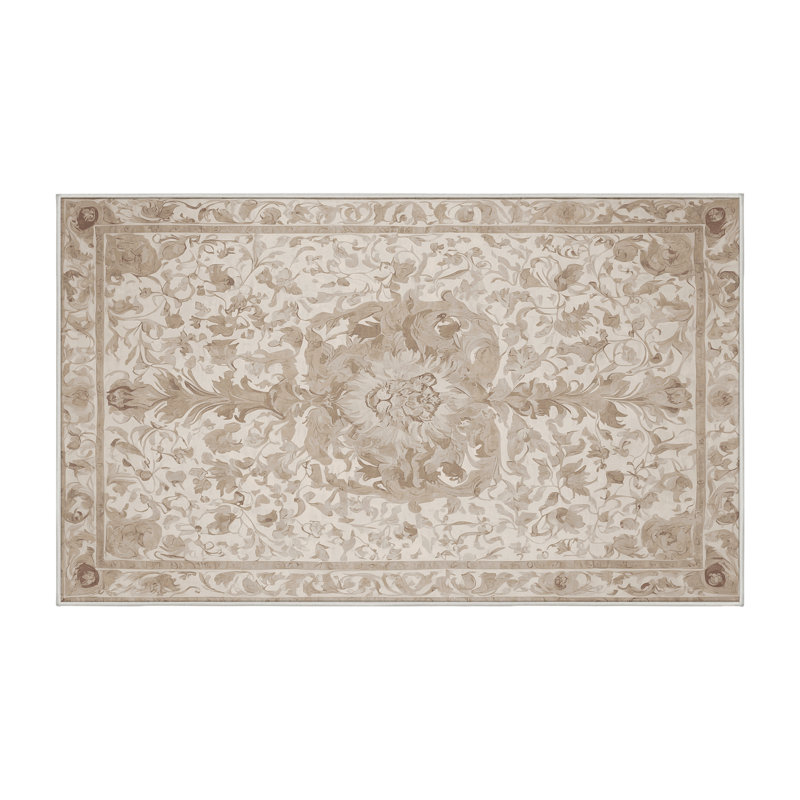 Machine Washable Beige Area Rug, Runner 2' x 4'