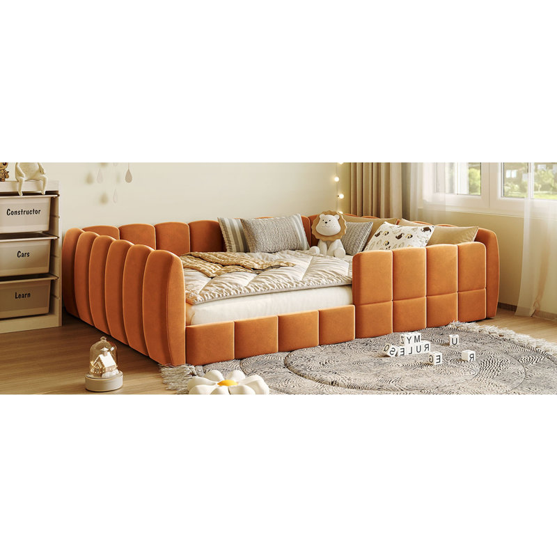 Lit de plancher en velours, Orange