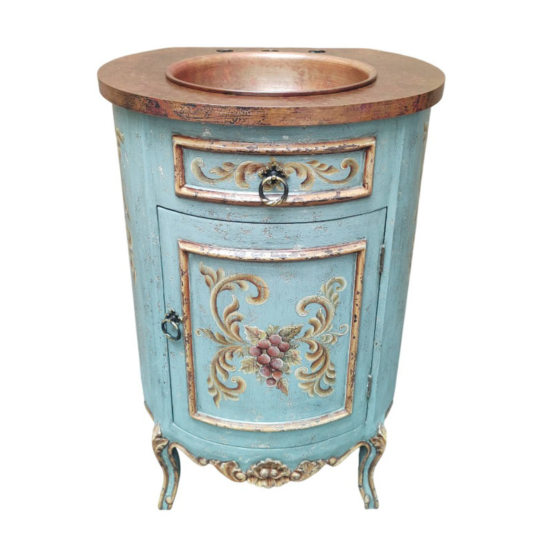 Meuble-lavabo en cuivre Lima au fini Serena, Turquoise