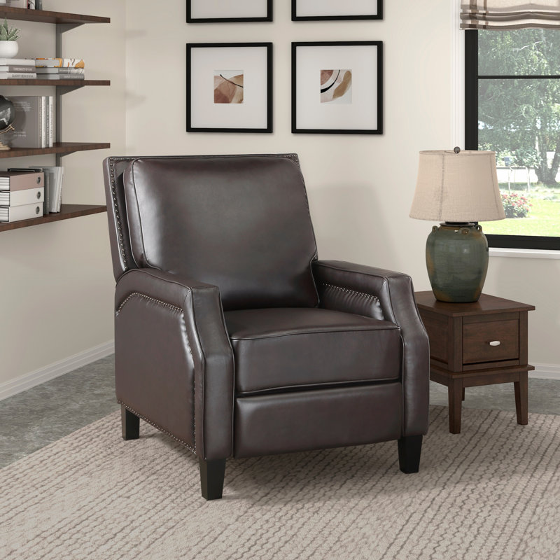 Push Back Reclining Chair  Self-Reclining Motion Chair 1Pc Cushion Seat Solid Wood Frame Modern Living Room Furniture