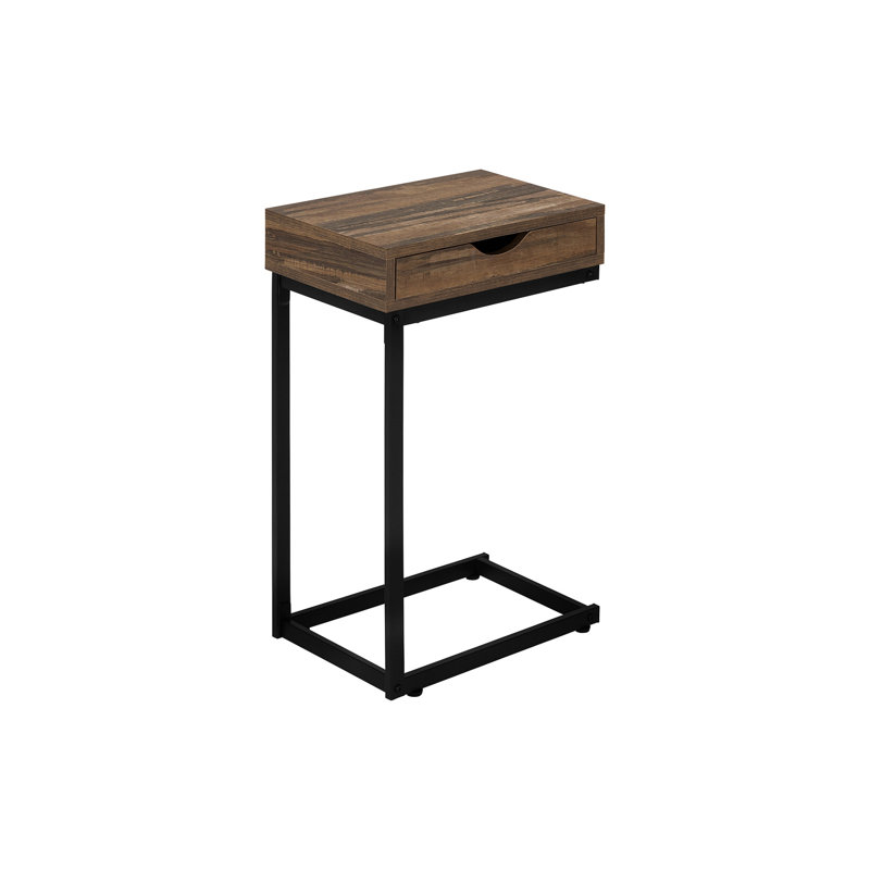 Table d'appoint, en forme de C, bout, côté, collation, tiroir de rangement, salon, chambre à coucher, métal stratifié, contemporain, moderne