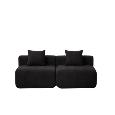 Chenille sectional sofa with 2 pillows