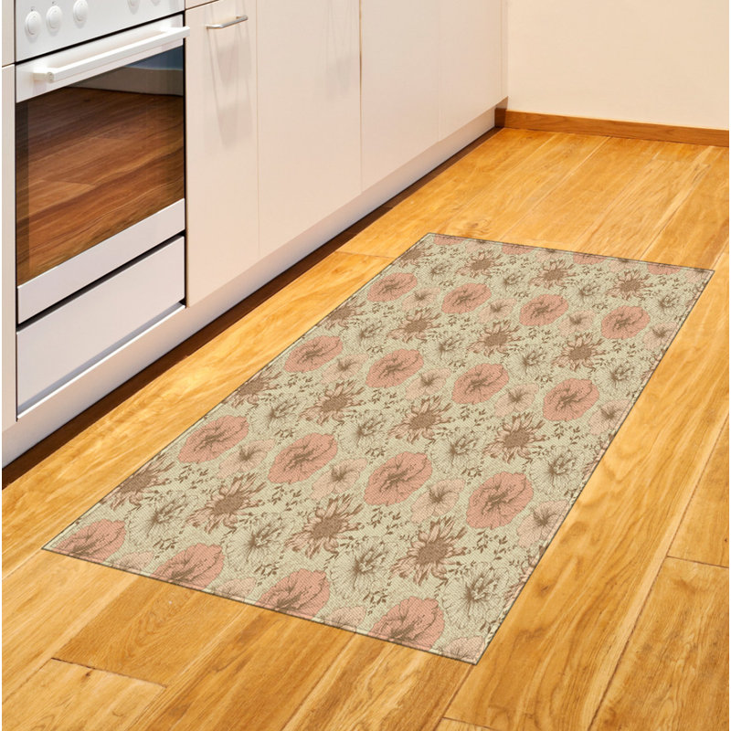 Tapis décoratif floral à haute densité en fibres de polyester, Rectangle 2 pi 7 po x 5 pi