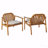 Set of 2 Acacia Wood Outdoor Club Chairs with Beige Cushions