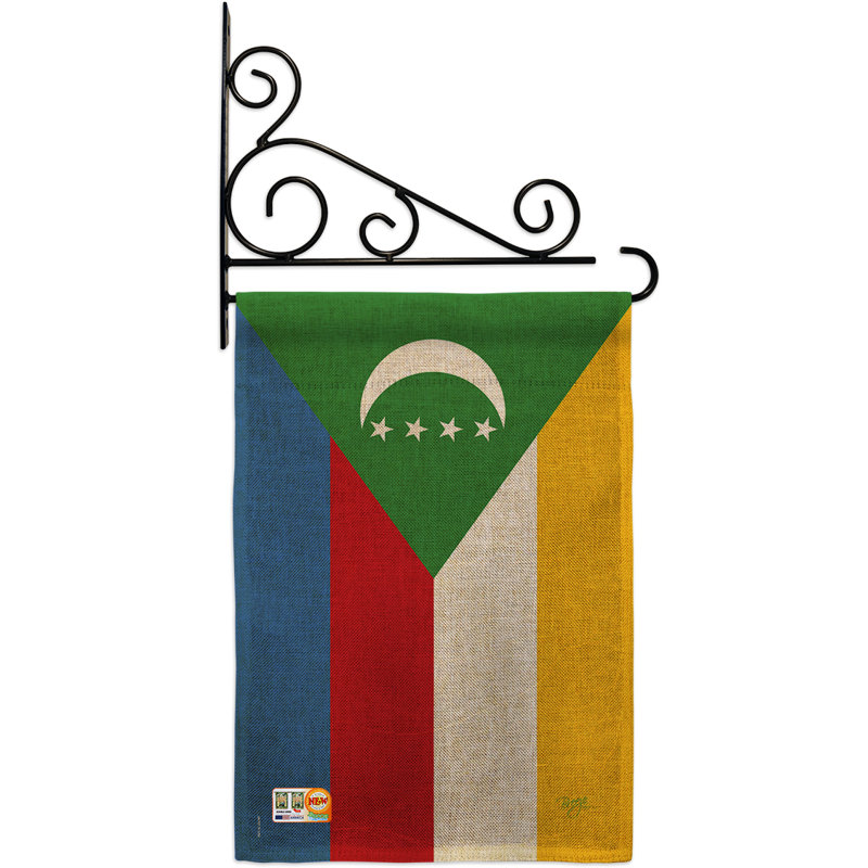 En toile jute 2 côtés 19 po x l 13 po comores drapeau de jardin