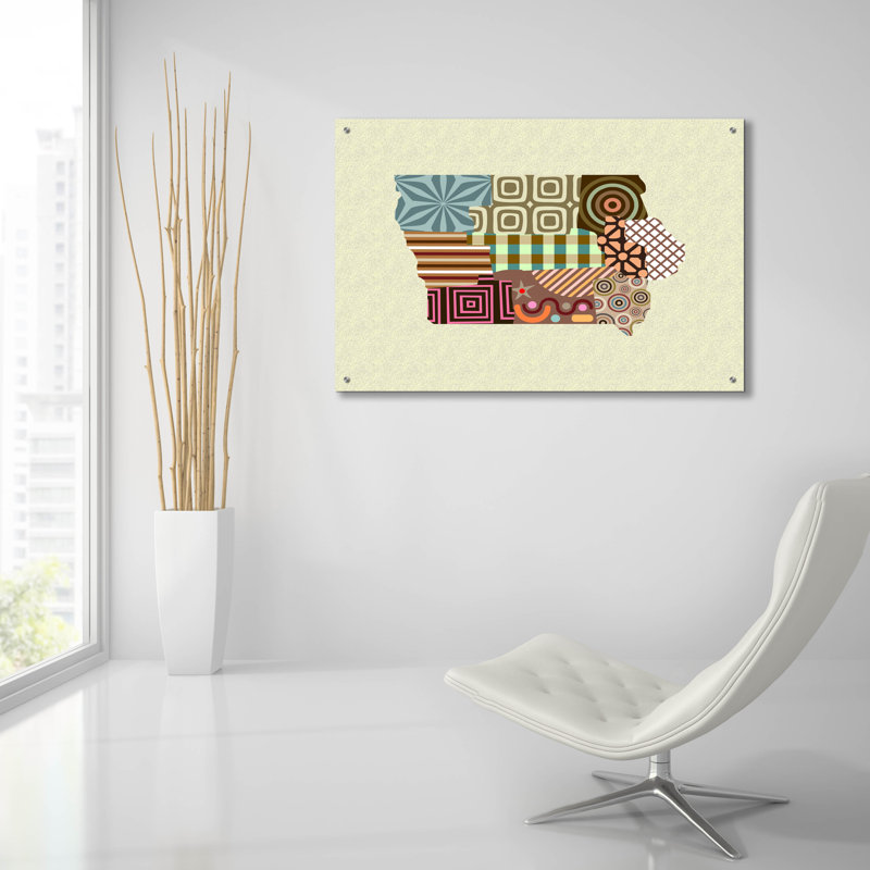 «Iowa State Map» par Lanre Adefioyue, H 24 po x l 36 po x P 0,2 po
