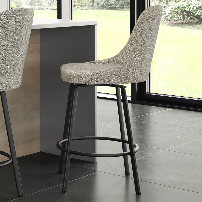Tabouret de bar et de comptoir Isumi, Tabouret de comptoir (siège d'une hauteur de 26,5, Noir, Beige clair