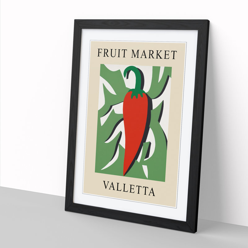 Fruit Market Exhibition Red Chili Pepper - Single Picture Frame Print on Wood, 64cm H x 46cm W x 2cm D