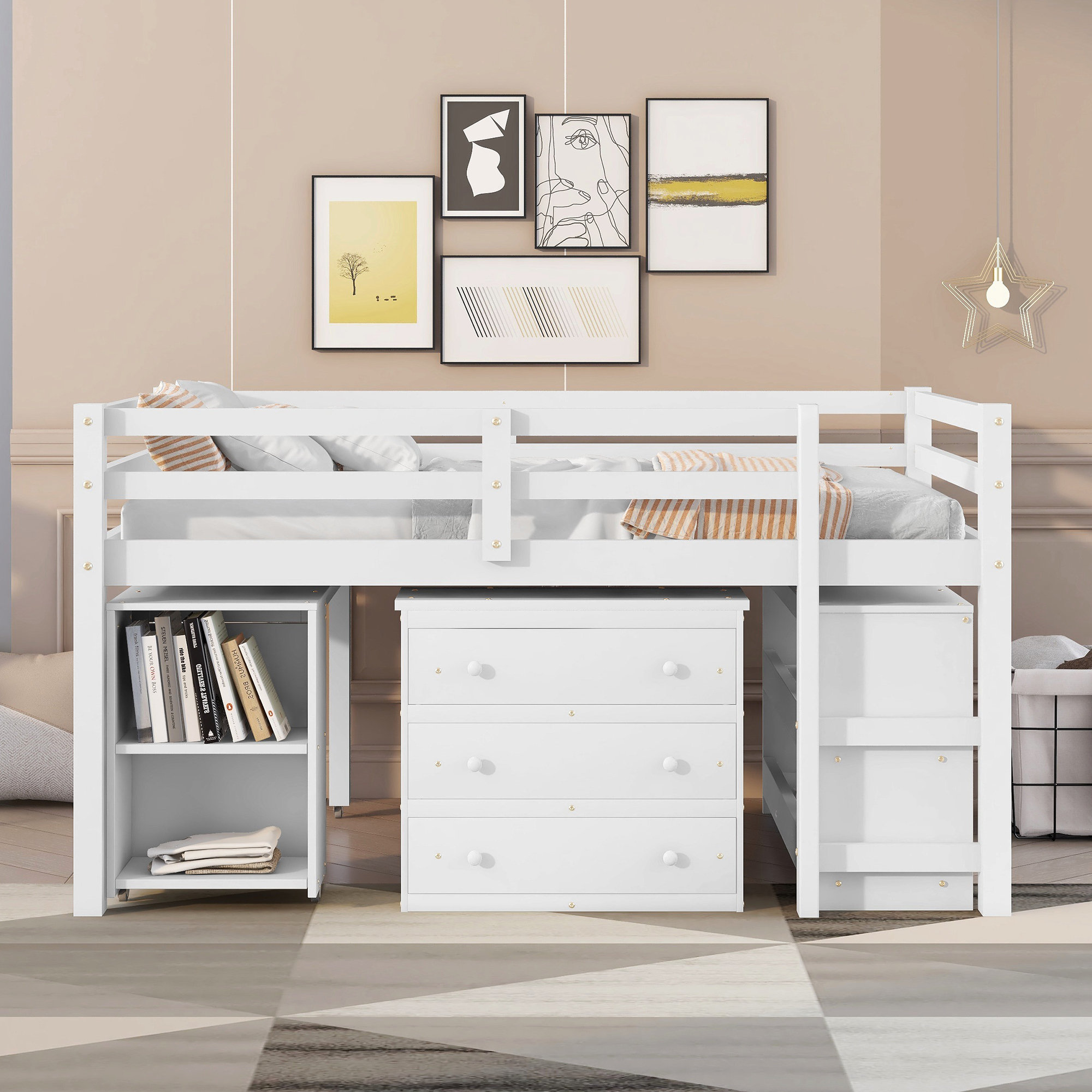 Three Posts™ Baby Kids Anne Drawer Low Loft Bed with Dresser, Desk and  Shelves by Three Posts Baby Kids Reviews Wayfair