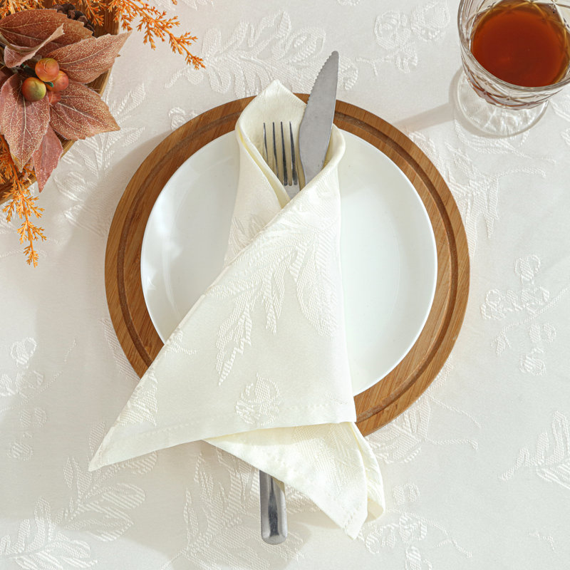 Rhone Polyester Floral Square Napkin, Ivory