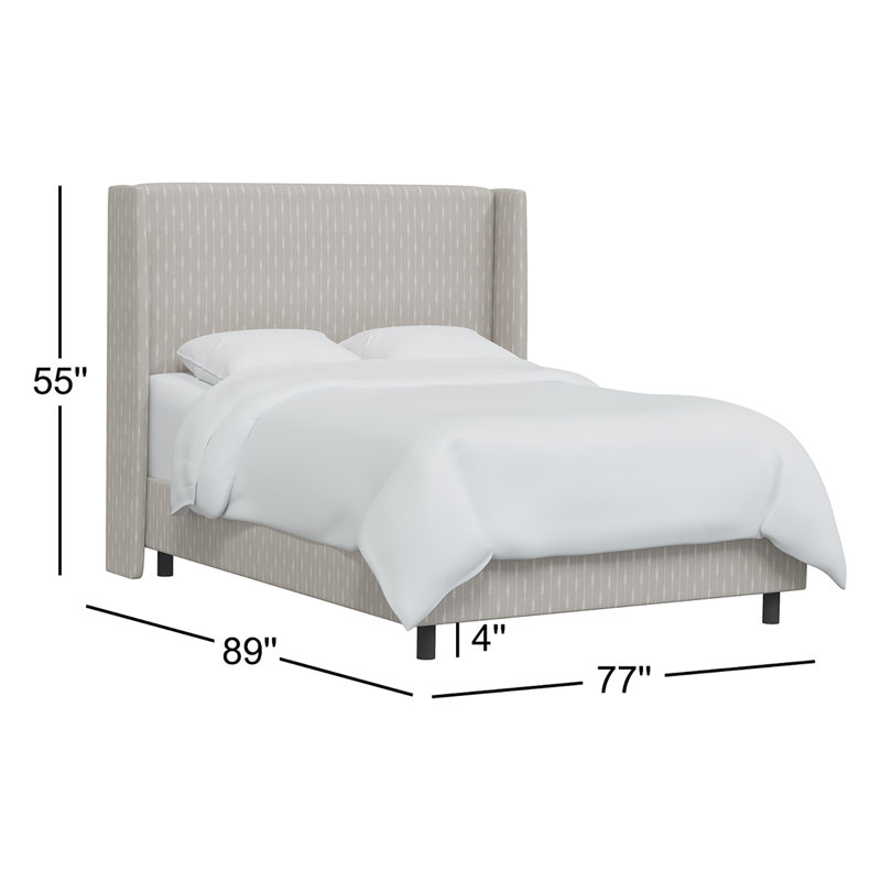 Tilly Upholstered Wingback Bed, California King, Sprint Stripe Grey