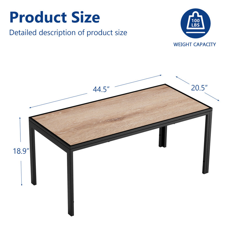 Rectangle Imitation-wood Patio Table, Outdoor Coffee Table with  UV Protection