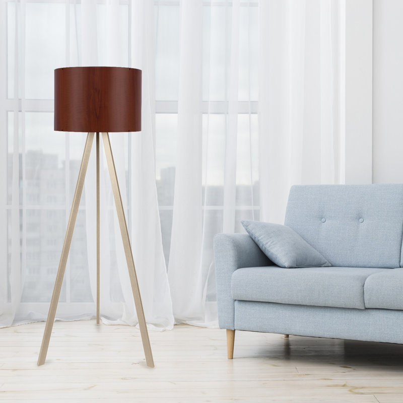 Rybicki 55" Tripod Floor Lamp, Brown, Cream