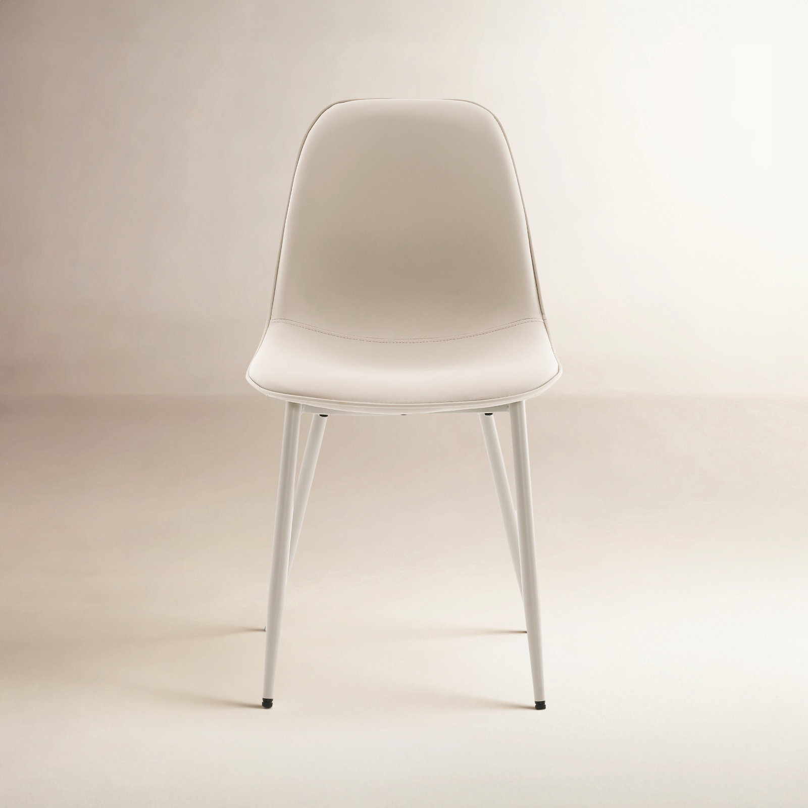 Kavi Dining Chair, Gray Beige Faux Leather/Gray