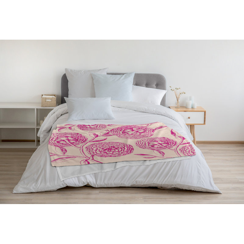 Couverture polaire fleurs antiques, L 60 po x L 80 po, Orchidée
