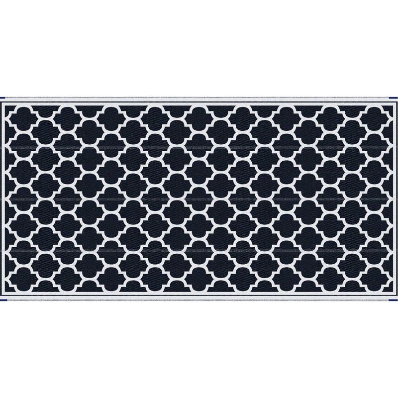 Reversible Patio Rug Carpet, 9' X 18', Waterproof Plastic Straw Rug. Blue & White Floor Mat For Backyard, Deck, Picnic, Beach. Portable With Carry Bag, Weather- 18' Outdoor And