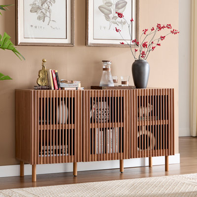 Parthenia 55.12" Openwork TV Stand - 6-Cabinet Storage, Modern Style by Lark Manor