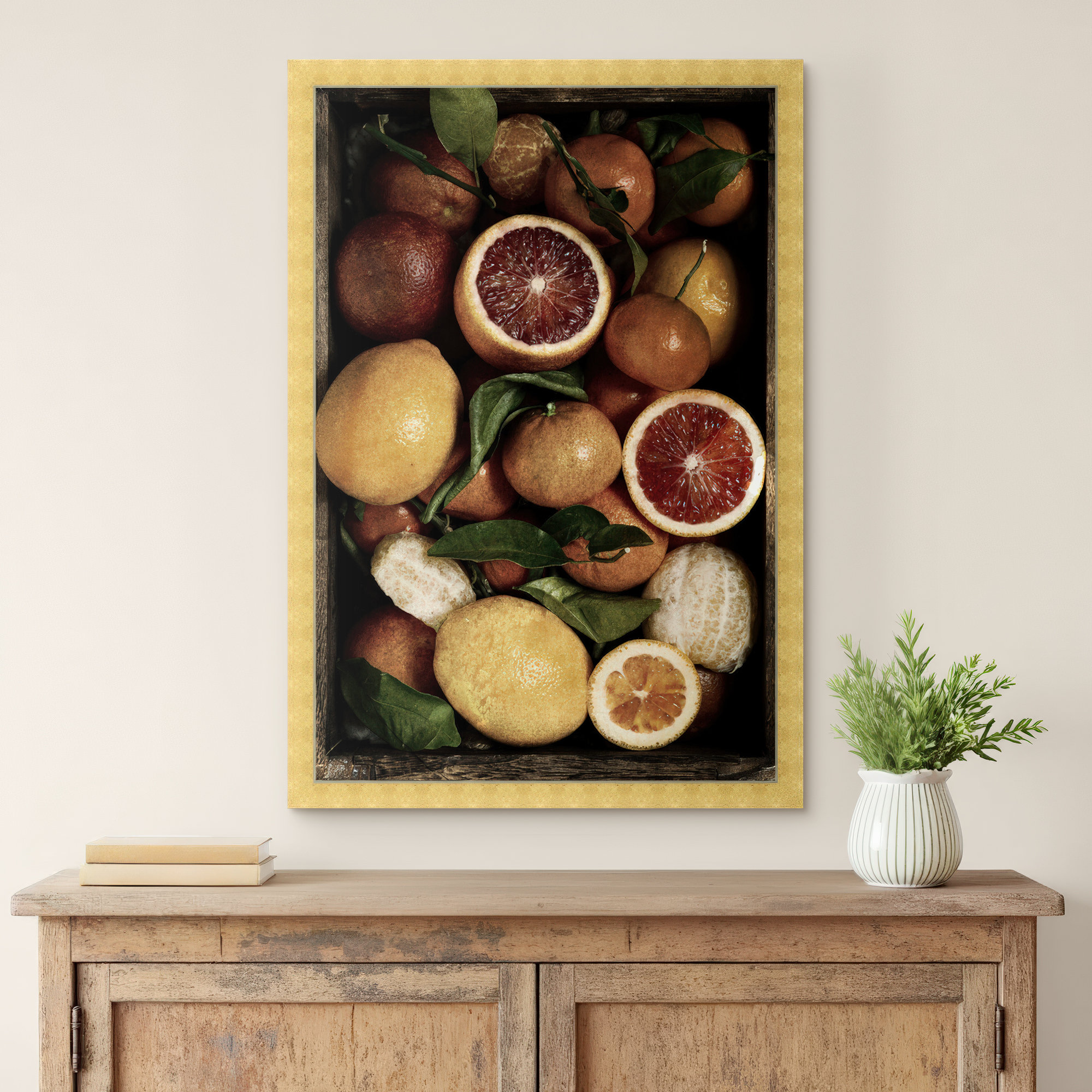 Fruit Still Life Canvas by Oliver Gal, Gold, 47" H x 32" W