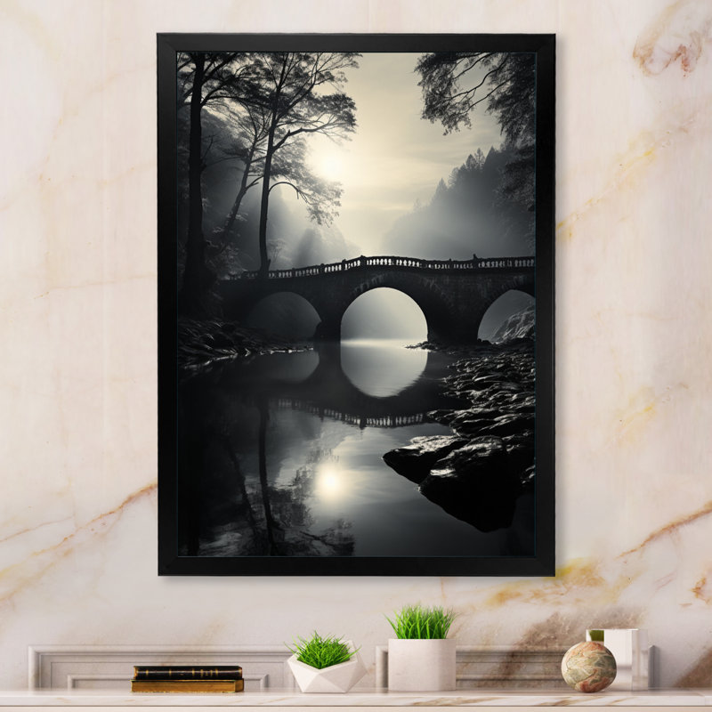 Pont de la sérénité Souali Gray, Cadre photo noir, H 20 po x l 12 po x P 1 po