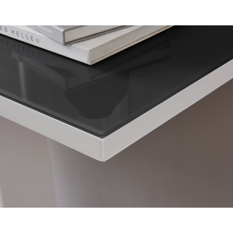 Reculver High Gloss and Glass Topped Console Table - Halo Design Hallway Table, Black