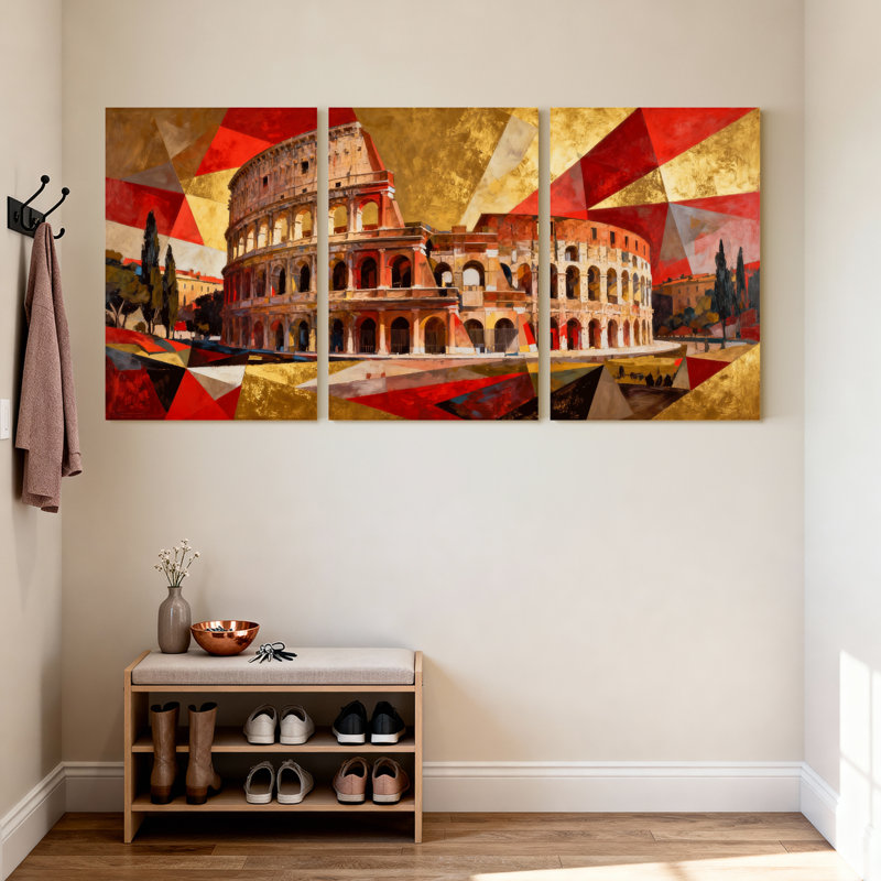 Ensemble de 3 reproductions d'art sur toile, "Cités et pays", H 18 po x l 36 po